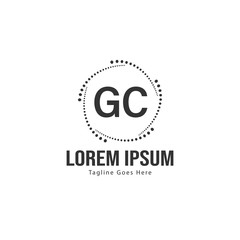 Initial GC logo template with modern frame. Minimalist GC letter logo vector illustration