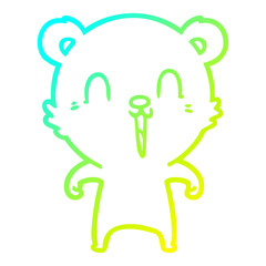 cold gradient line drawing happy cartoon bear