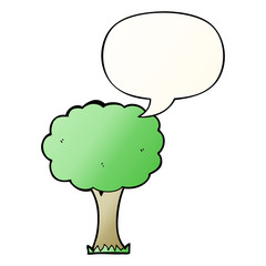 cartoon tree and speech bubble in smooth gradient style
