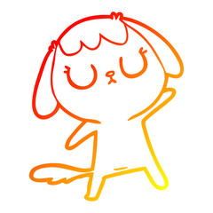 warm gradient line drawing cute cartoon dog