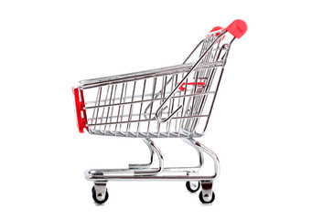 Metal cart from store on a white background