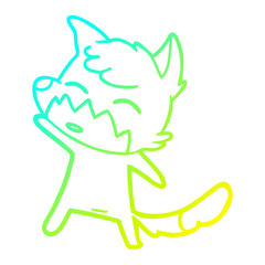cold gradient line drawing cartoon fox
