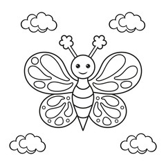 Coloring page with a butterfly. Vector Illustration.