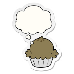cute cartoon pie and thought bubble as a printed sticker