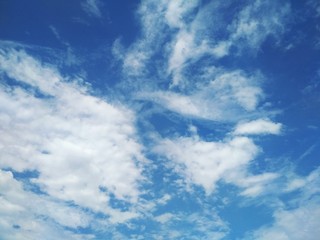 Fluffy white clouds in the sky
