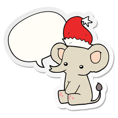 cute christmas elephant and speech bubble sticker