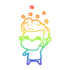 rainbow gradient line drawing cartoon excited man