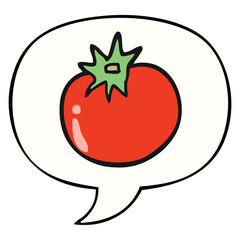 cartoon tomato and speech bubble