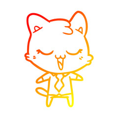 warm gradient line drawing cartoon cat
