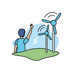 Fototapeta premium Avatar man and wind mill design