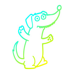 cold gradient line drawing cartoon dog
