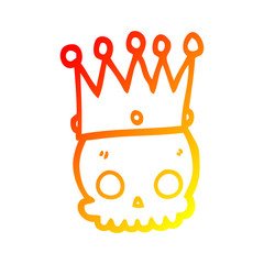 warm gradient line drawing cartoon skull with crown