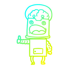 cold gradient line drawing cartoon robot