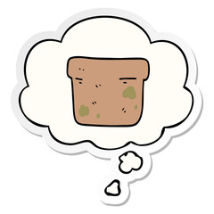 cartoon plant pot and thought bubble as a printed sticker