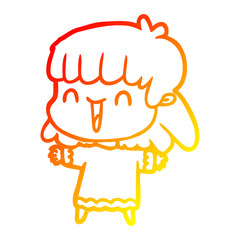 warm gradient line drawing cartoon woman