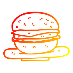 warm gradient line drawing cartoon burger