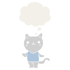 cartoon cat and thought bubble in retro style
