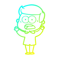 cold gradient line drawing cartoon shocked man