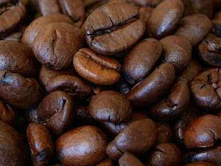 Close-up of Roasted Coffee Beans, Background