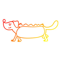 warm gradient line drawing cartoon hotdog