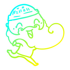 cold gradient line drawing happy bearded man