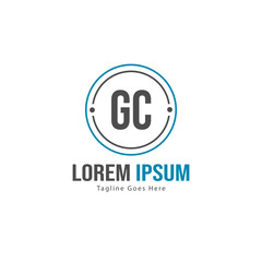 Initial GC logo template with modern frame. Minimalist GC letter logo vector illustration
