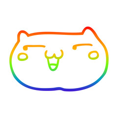 rainbow gradient line drawing cartoon cat face