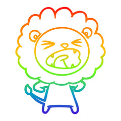 rainbow gradient line drawing cartoon angry lion