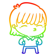 rainbow gradient line drawing cartoon woman