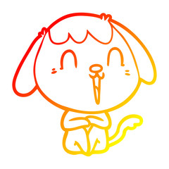 warm gradient line drawing cute cartoon dog