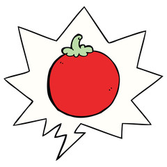 cartoon tomato and speech bubble