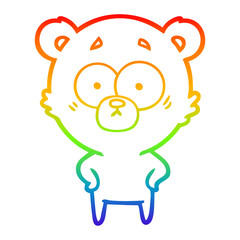 rainbow gradient line drawing surprised bear cartoon