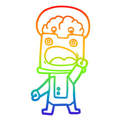 rainbow gradient line drawing cartoon robot