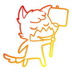 warm gradient line drawing friendly cartoon fox