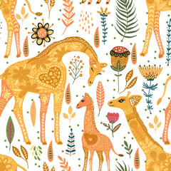 Cartoon giraffe vector illustration.