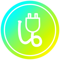 electrical plug circular in cold gradient spectrum