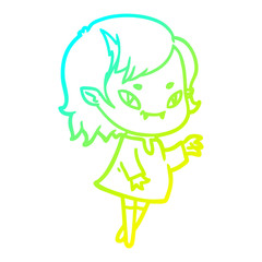 cold gradient line drawing cartoon friendly vampire girl