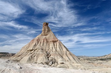 Monolith standing in a desert in northern Spai