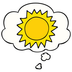 cartoon sun and thought bubble