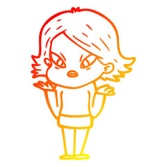 warm gradient line drawing cartoon stressed woman