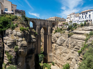 Cliffs and Puente Nuevo bridge in Ronda, one of the famous villages in Andalusia, Spain.