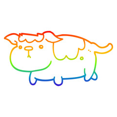 rainbow gradient line drawing cartoon dog