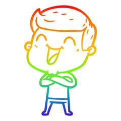 rainbow gradient line drawing cartoon man laughing