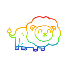 rainbow gradient line drawing cartoon happy lion
