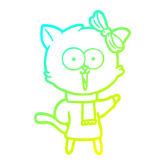 cold gradient line drawing cartoon cat
