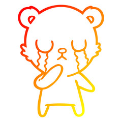 warm gradient line drawing crying polar bear cartoon
