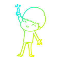 cold gradient line drawing happy cartoon boy