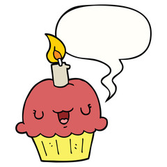 cartoon cupcake and speech bubble