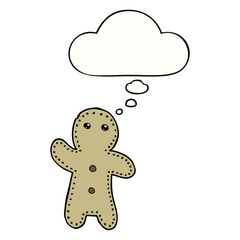 cartoon gingerbread man and thought bubble