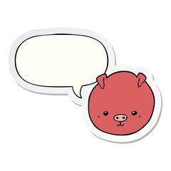 cartoon pig and speech bubble sticker
